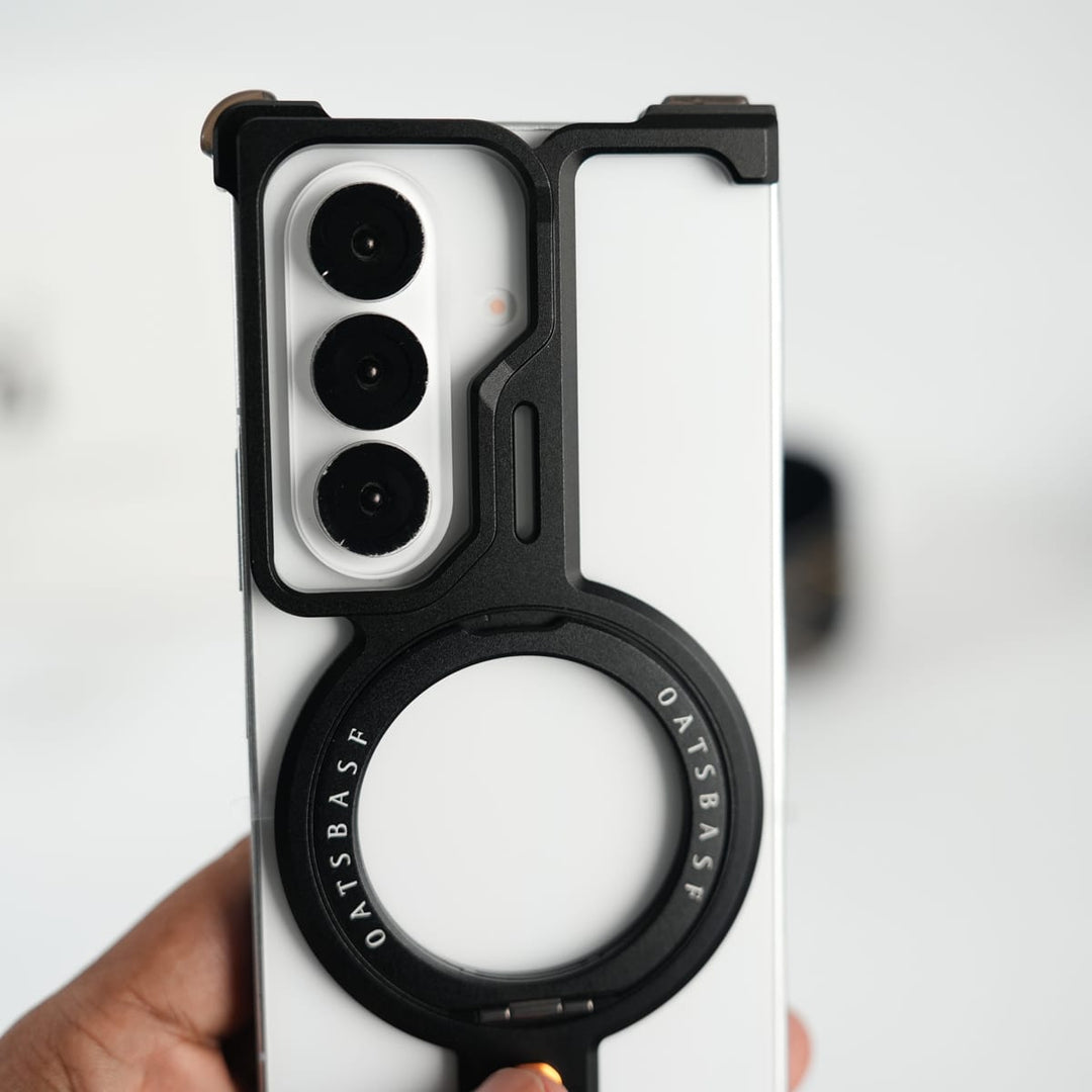 FRATO Aeroflex Metal Galaxy Fold 7 Metal Frameless Bumper Case With Rotating Stand