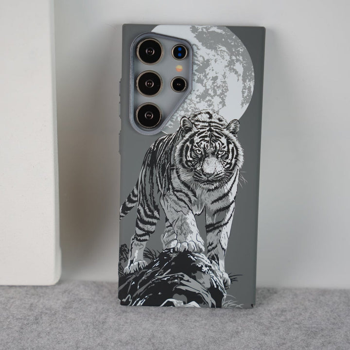 FRATO Aeroflex Metal Galaxy S24 Ultra / Gray Tiger Samsung Galaxy Ultra Series Carbon Fiber Texture Tiger Lion Design Hard Pc MagSafe Case Cover