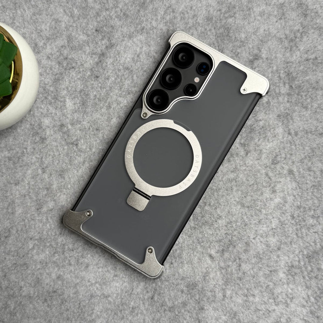 FRATO Aeroflex Metal Galaxy S25 Ultra / Natural Titanium Frame Samsung Galaxy Ultra Series Frosted Frameless Metal Kickstand Case