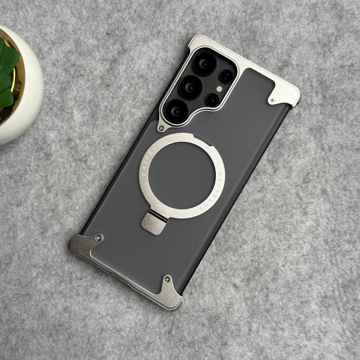 FRATO Aeroflex Metal Galaxy S25 Ultra / Natural Titanium Frame Samsung Galaxy Ultra Series Frosted Frameless Metal Kickstand Case
