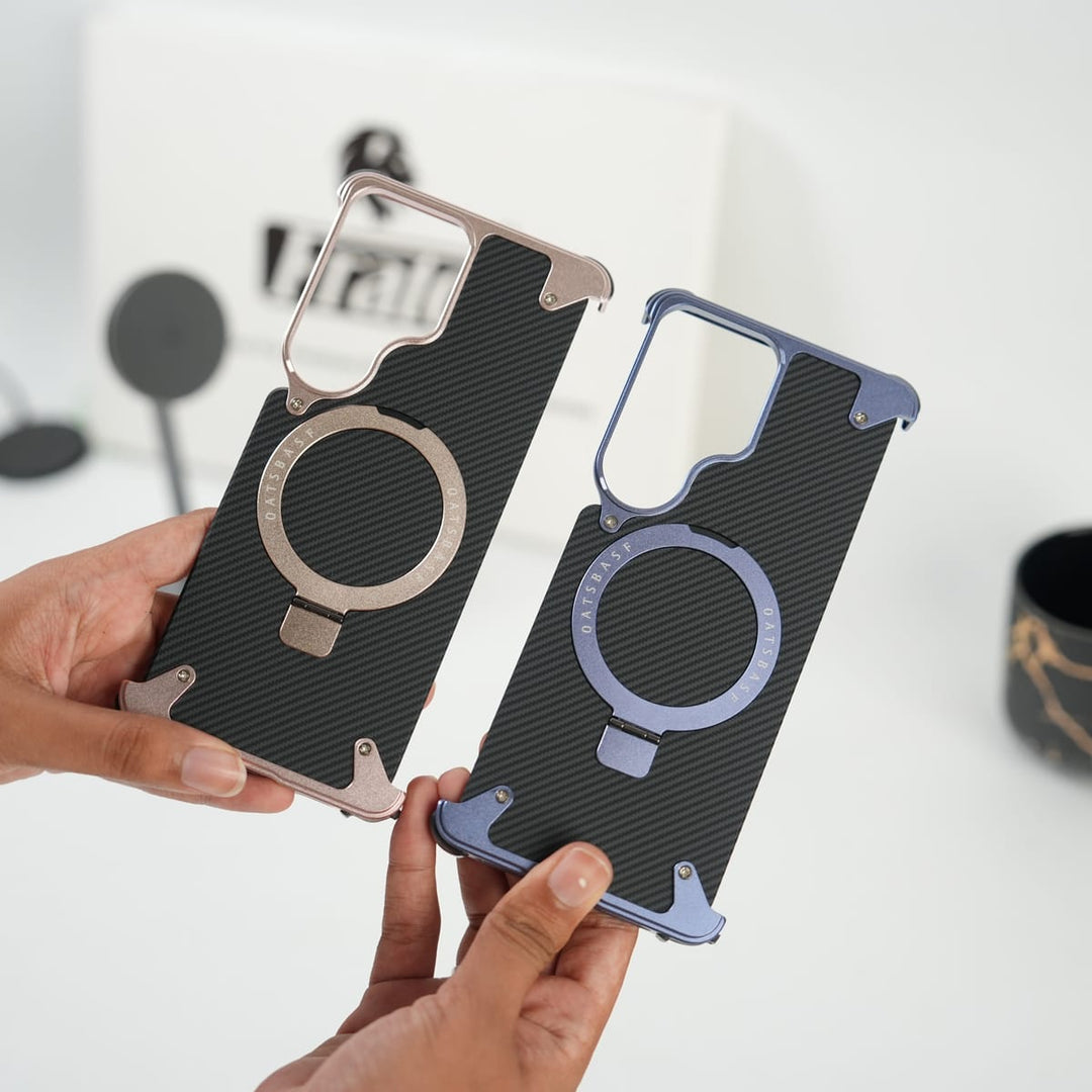 FRATO Aeroflex Metal Galaxy S26 Ultra Carbon Texture Frameless Metal Kickstand Case
