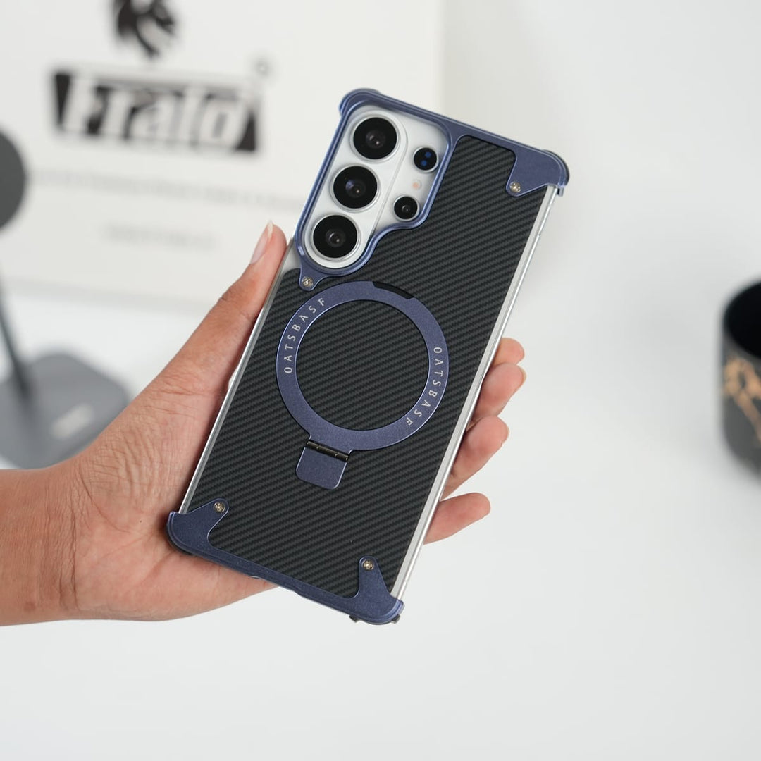 FRATO Aeroflex Metal Galaxy S26 Ultra Carbon Texture Frameless Metal Kickstand Case