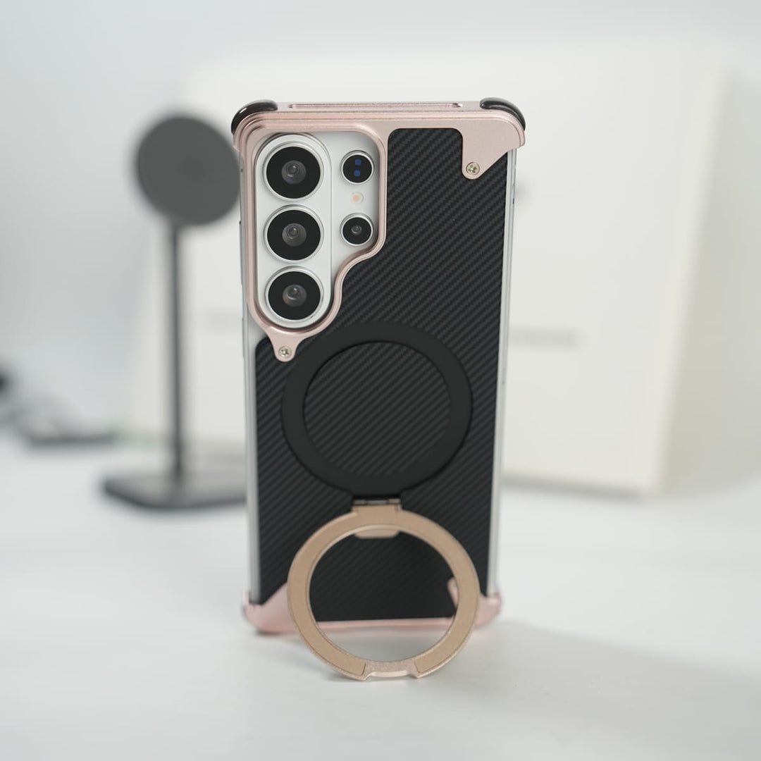 FRATO Aeroflex Metal Galaxy S26 Ultra Carbon Texture Frameless Metal Kickstand Case