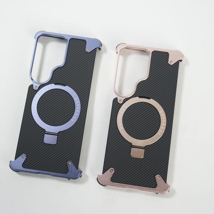FRATO Aeroflex Metal Galaxy S26 Ultra Carbon Texture Frameless Metal Kickstand Case