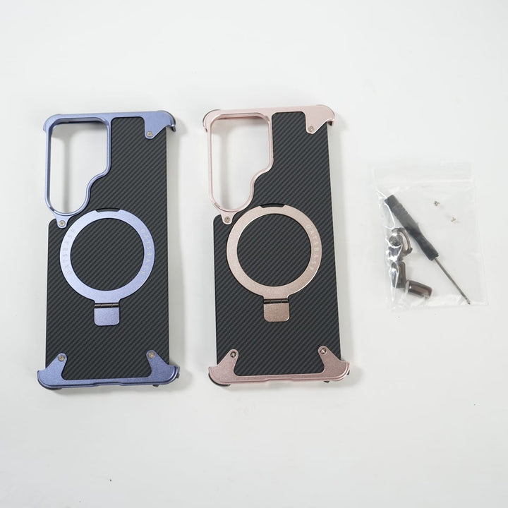 FRATO Aeroflex Metal Galaxy S26 Ultra Carbon Texture Frameless Metal Kickstand Case