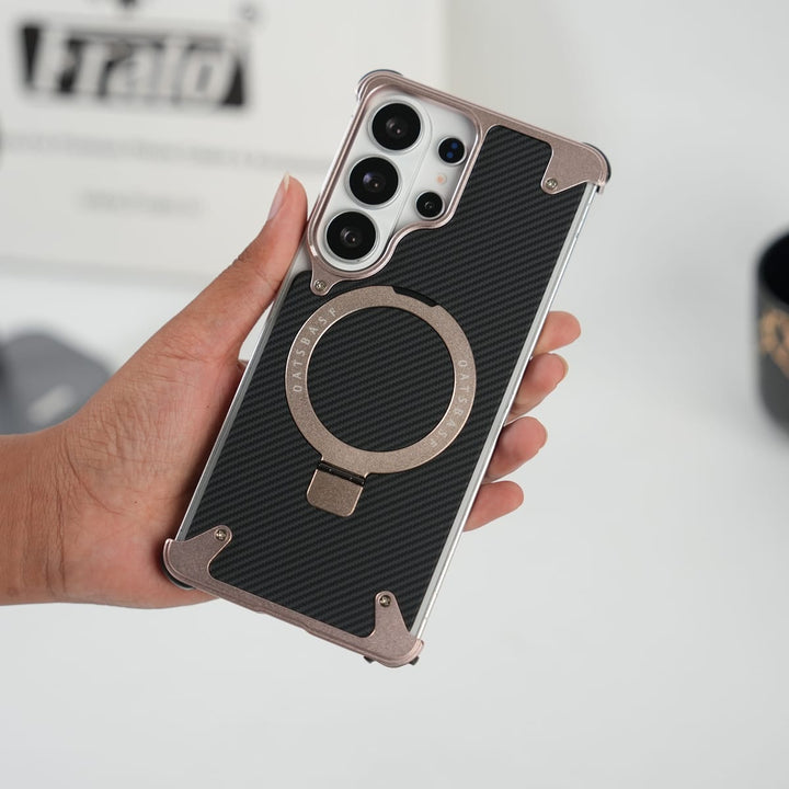 FRATO Aeroflex Metal Galaxy S26 Ultra Carbon Texture Frameless Metal Kickstand Case