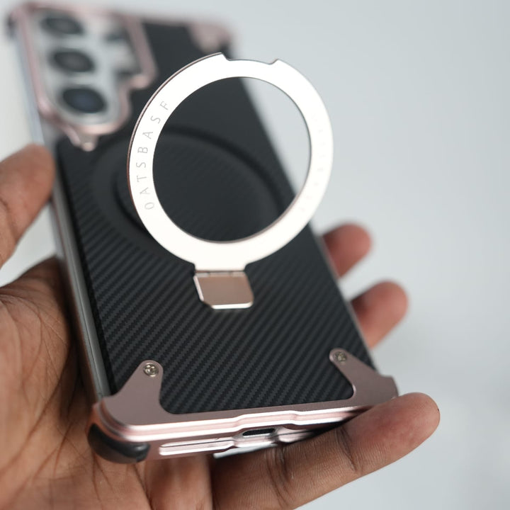 FRATO Aeroflex Metal Galaxy S26 Ultra Carbon Texture Frameless Metal Kickstand Case