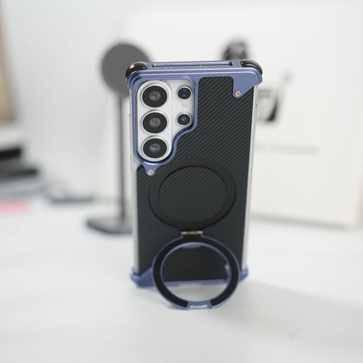 FRATO Aeroflex Metal Galaxy S26 Ultra Carbon Texture Frameless Metal Kickstand Case