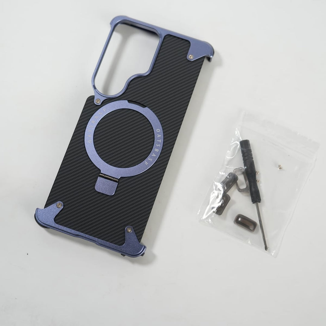 FRATO Aeroflex Metal Galaxy S26 Ultra Carbon Texture Frameless Metal Kickstand Case