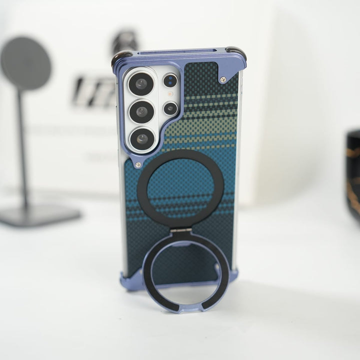 FRATO Aeroflex Metal Galaxy S26 Ultra Premium Aramid Fiber Texture Frameless Metal Kickstand Case