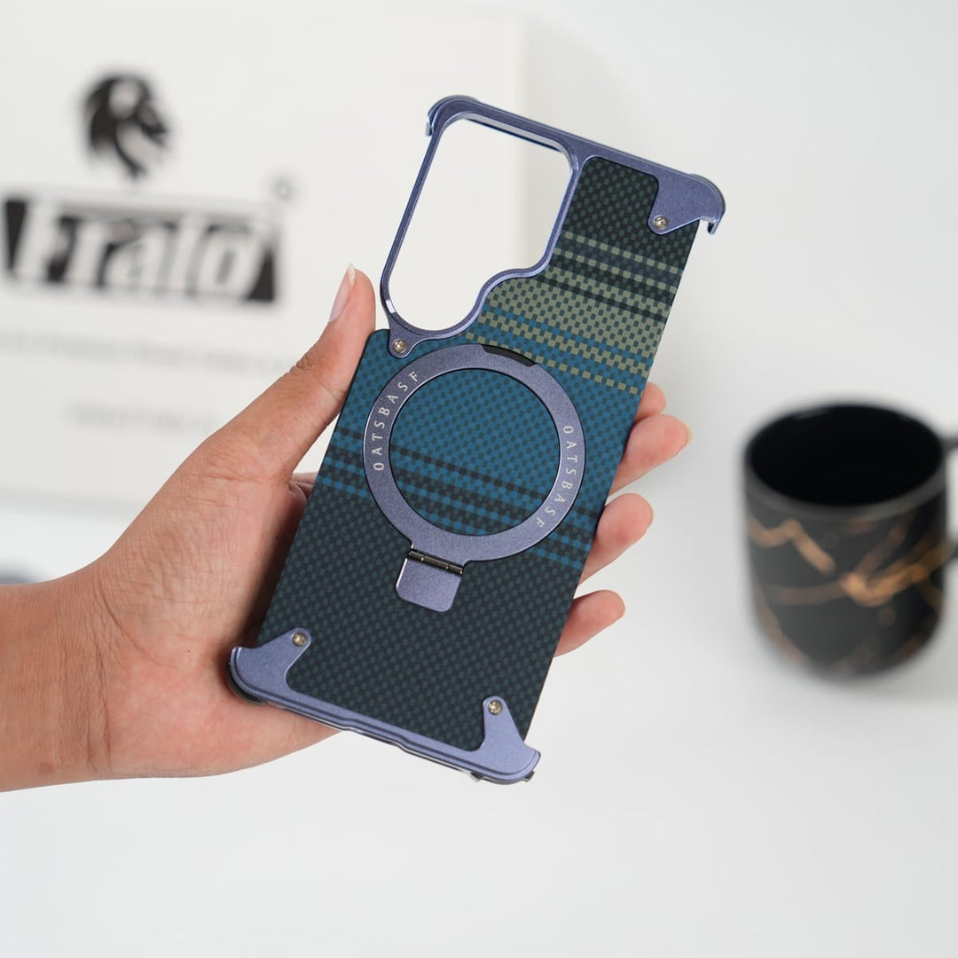 FRATO Aeroflex Metal Galaxy S26 Ultra Premium Aramid Fiber Texture Frameless Metal Kickstand Case