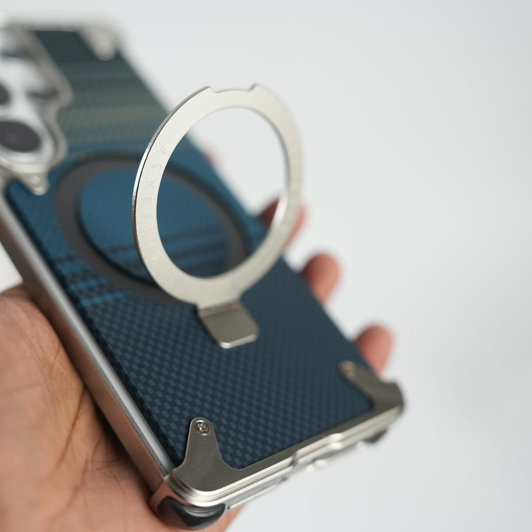 FRATO Aeroflex Metal Galaxy S26 Ultra Premium Aramid Fiber Texture Frameless Metal Kickstand Case