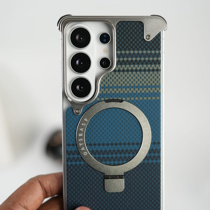 FRATO Aeroflex Metal Galaxy S26 Ultra Premium Aramid Fiber Texture Frameless Metal Kickstand Case