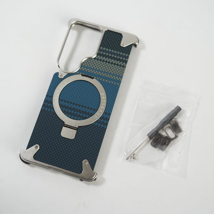 FRATO Aeroflex Metal Galaxy S26 Ultra Premium Aramid Fiber Texture Frameless Metal Kickstand Case