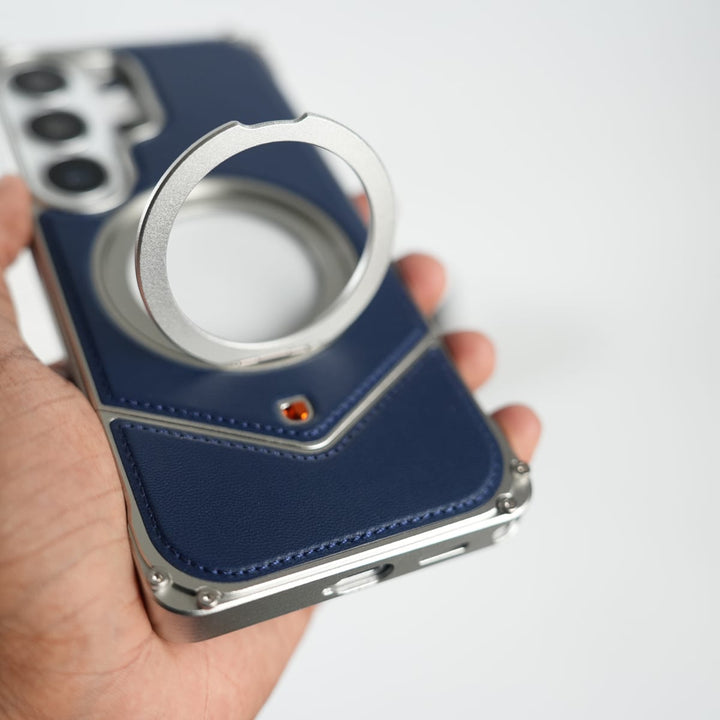 FRATO Aeroflex Metal Galaxy S26 Ultra Premium Leather Aluminium Metal Snap On Rotating Stand case