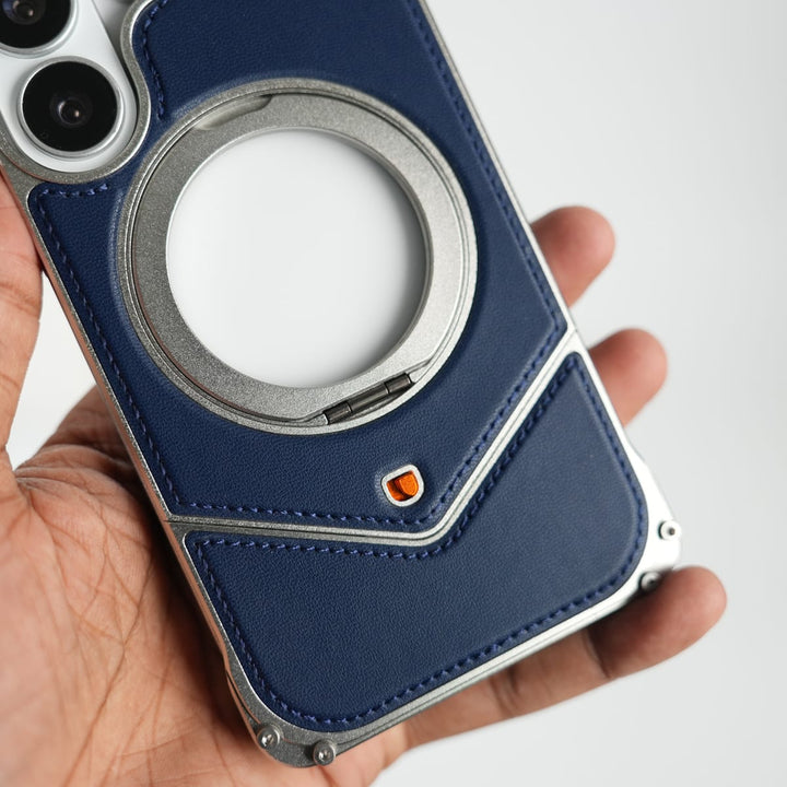 FRATO Aeroflex Metal Galaxy S26 Ultra Premium Leather Aluminium Metal Snap On Rotating Stand case