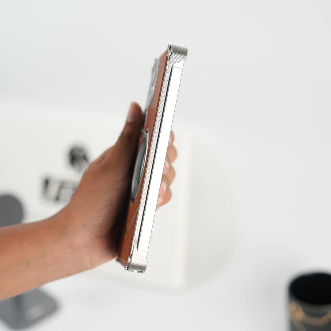 FRATO Aeroflex Metal Galaxy S26 Ultra Premium Leather Aluminium Metal Snap On Rotating Stand case