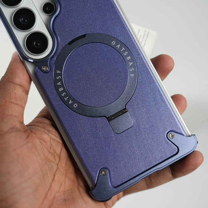 FRATO Aeroflex Metal Galaxy S26 Ultra Premium PU Leather Metal Case with Rotating Stand
