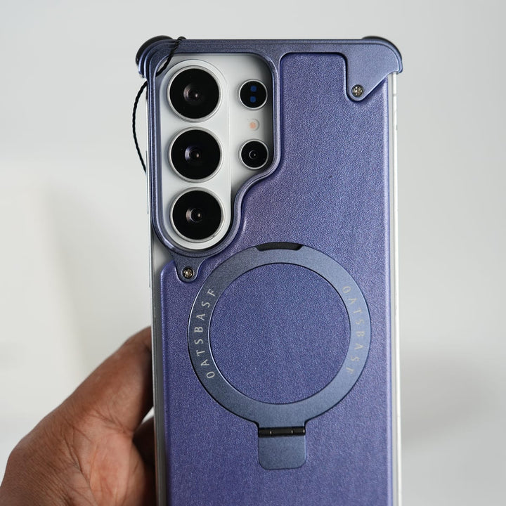 FRATO Aeroflex Metal Galaxy S26 Ultra Premium PU Leather Metal Case with Rotating Stand