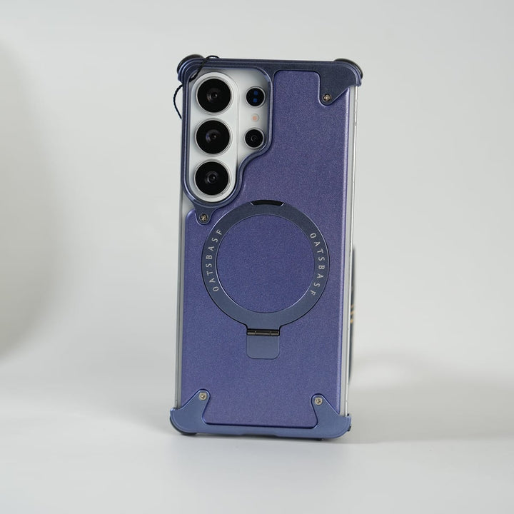 FRATO Aeroflex Metal Galaxy S26 Ultra Premium PU Leather Metal Case with Rotating Stand