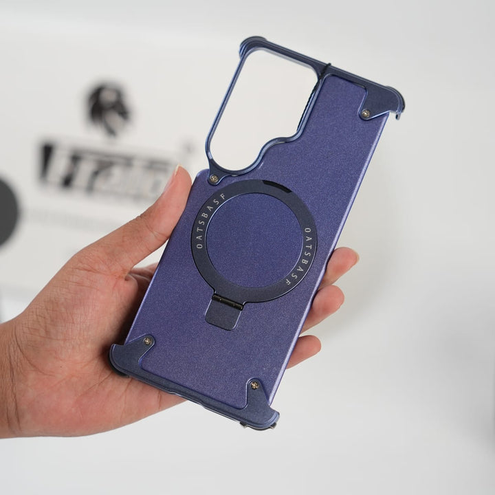 FRATO Aeroflex Metal Galaxy S26 Ultra Premium PU Leather Metal Case with Rotating Stand