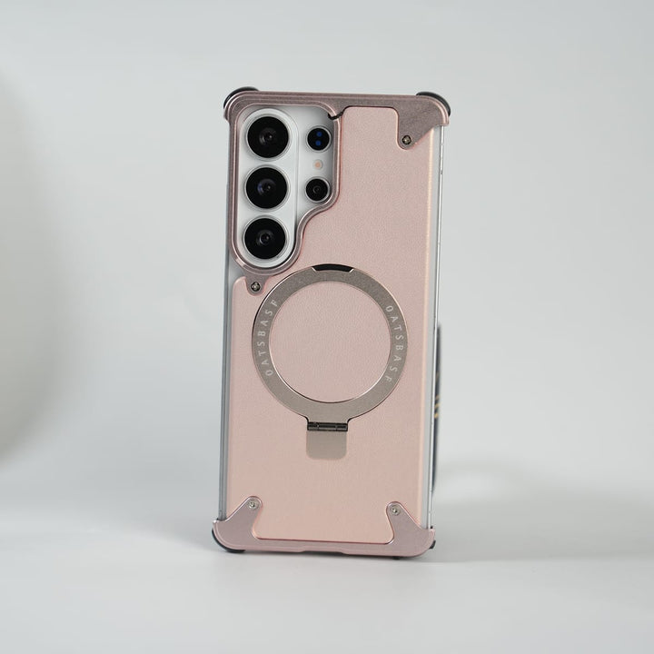 FRATO Aeroflex Metal Galaxy S26 Ultra Premium PU Leather Metal Case with Rotating Stand