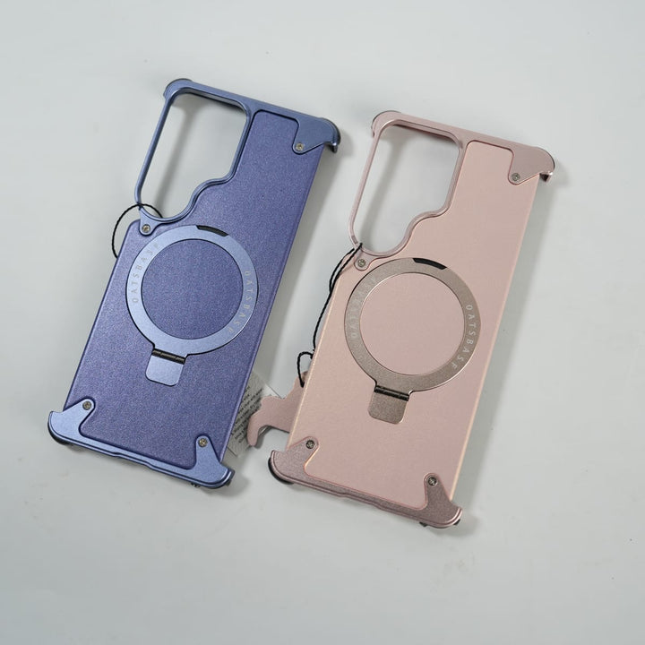 FRATO Aeroflex Metal Galaxy S26 Ultra Premium PU Leather Metal Case with Rotating Stand