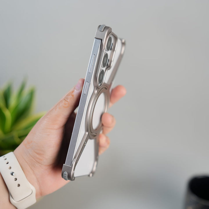 FRATO Aeroflex Metal Galaxy S26 Ultra X Shape Aluminum Metal Rotating Kickstand Frameless Design Magsafe Case