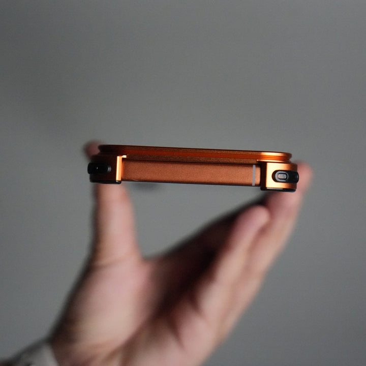 FRATO Aeroflex Metal iPhone 17 Pro max 9-Shaped Frameless Metal Bumper Case with Hidden Lens Stand | Shockproof Aviation-Grade Alloy Frame