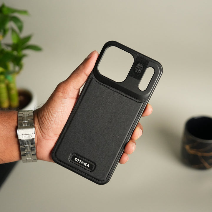 FRATO Aeroflex Metal iPhone 17 Pro Max / Black iPhone 17 Series Premium Metallic AeroFLex Leather MagSafe Case