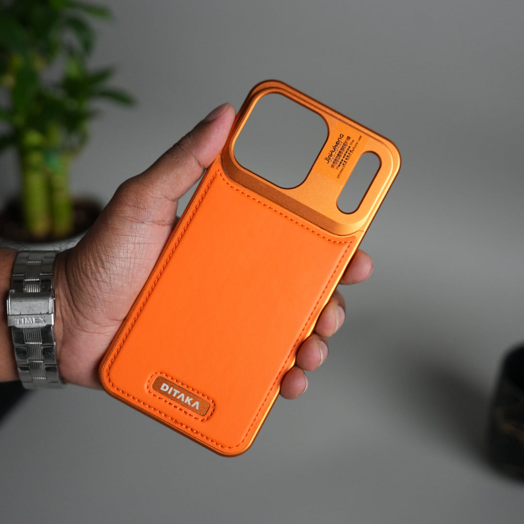 FRATO Aeroflex Metal iPhone 17 Pro Max / Cosmic Orange iPhone 17 Series Premium Metallic AeroFLex Leather MagSafe Case