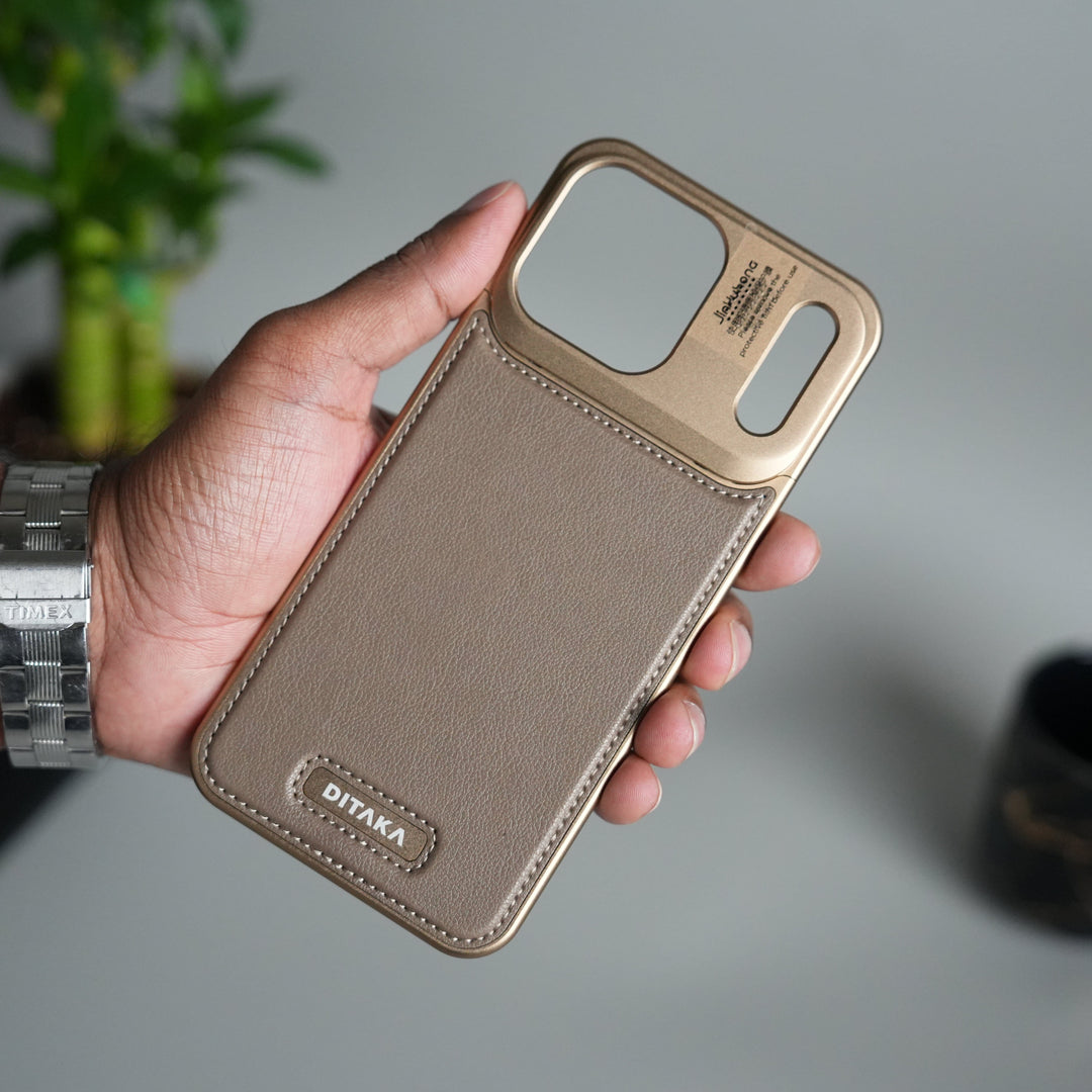 FRATO Aeroflex Metal iPhone 17 Pro Max / Desert Titanium iPhone 17 Series Premium Metallic AeroFLex Leather MagSafe Case