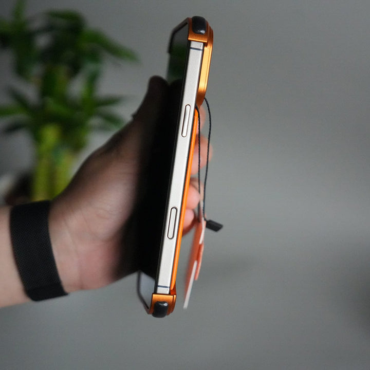 FRATO Aeroflex Metal iPhone 17 Pro Max Leather Frameless Metal Kickstand Case