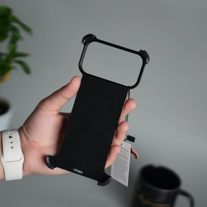 FRATO Aeroflex Metal iPhone 17 Pro Max Magnetic Leather Case | Strong MagSafe + Metal Kickstand | Premium PU Leather Back with Aluminum Bumper Frame