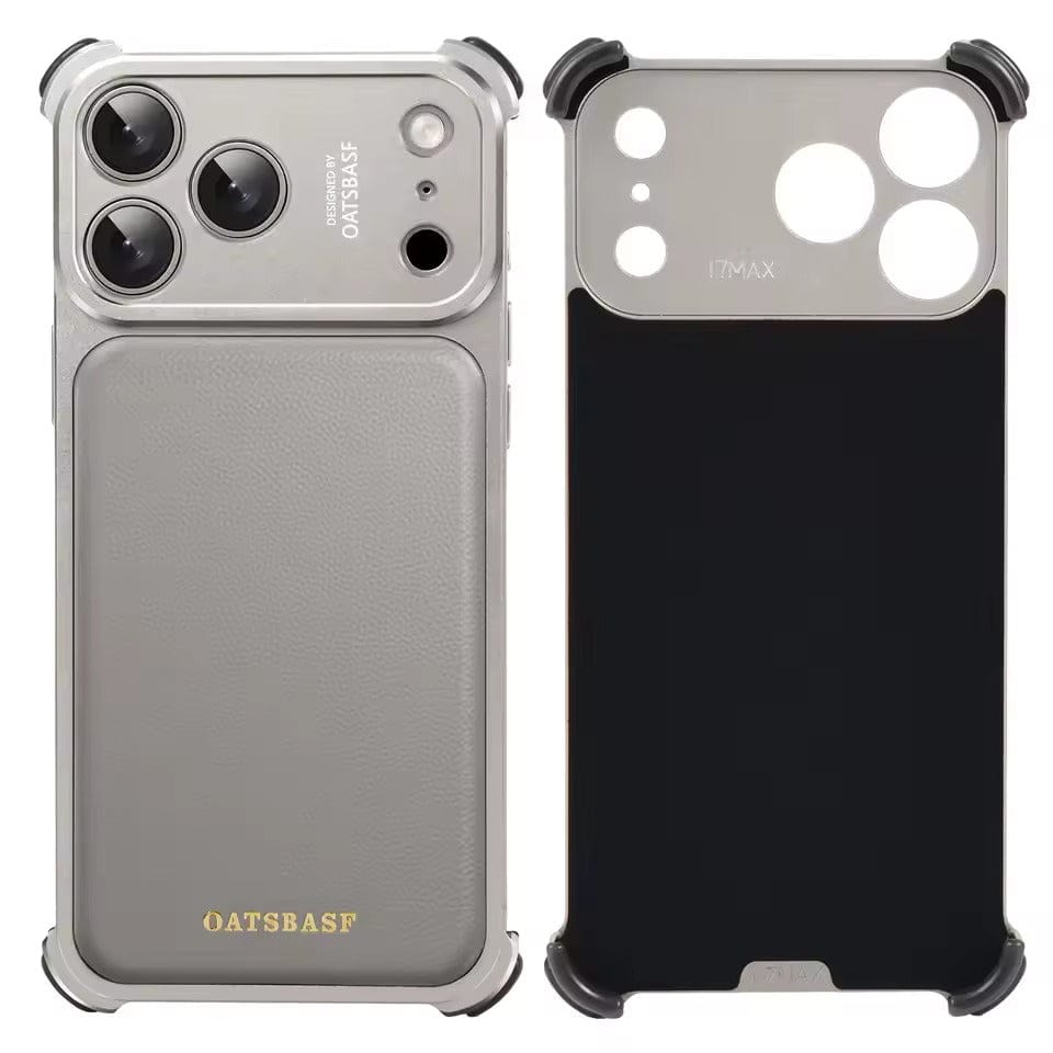 FRATO Aeroflex Metal iPhone 17 Pro Max Premium Aluminum Metal Frame Case | Shockproof Corners | Luxury Leather Shells MagSafe Cover