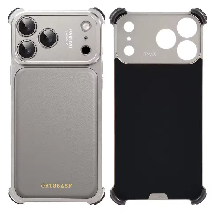 FRATO Aeroflex Metal iPhone 17 Pro Max Premium Aluminum Metal Frame Case | Shockproof Corners | Luxury Leather Shells MagSafe Cover