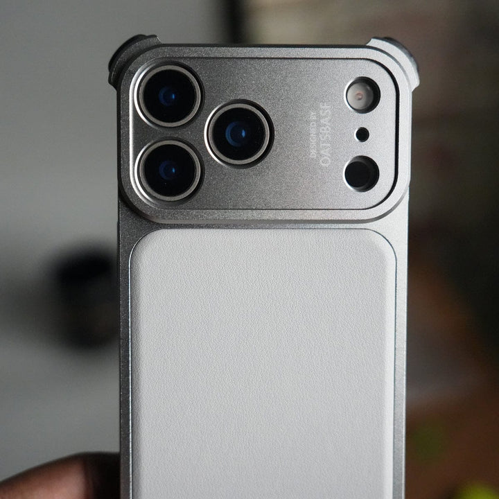 FRATO Aeroflex Metal iPhone 17 Pro Max Premium Aluminum Metal Frame Case | Shockproof Corners | Luxury Leather Shells MagSafe Cover