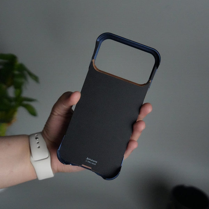 FRATO Aeroflex Metal iPhone 17 Series Frameless Wooden Aluminium Case | Premium Metal Rotating Stand | Shockproof Luxury Wood Back Cover
