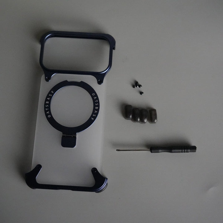 FRATO Aeroflex Metal iPhone 17 Series Frosted Frameless Metal Kickstand Case | BLUE