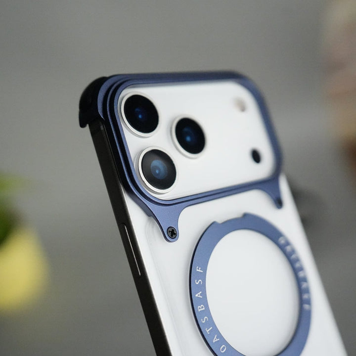 FRATO Aeroflex Metal iPhone 17 Series Frosted Frameless Metal Kickstand Case | BLUE