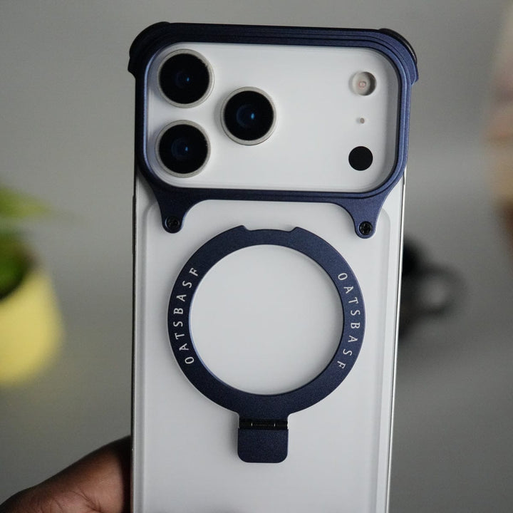 FRATO Aeroflex Metal iPhone 17 Series Frosted Frameless Metal Kickstand Case | BLUE