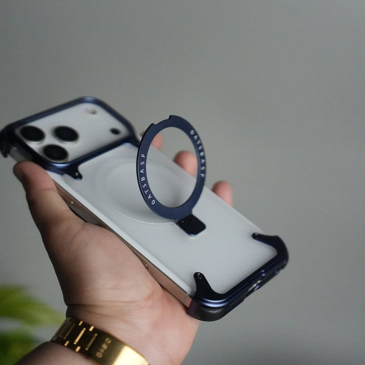 FRATO Aeroflex Metal iPhone 17 Series Frosted Frameless Metal Kickstand Case | BLUE