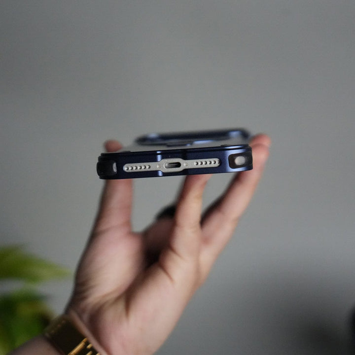 FRATO Aeroflex Metal iPhone 17 Series Frosted Frameless Metal Kickstand Case | BLUE