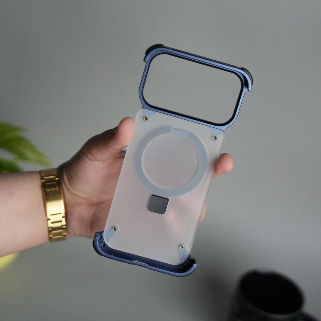 FRATO Aeroflex Metal iPhone 17 Series Frosted Frameless Metal Kickstand Case | BLUE