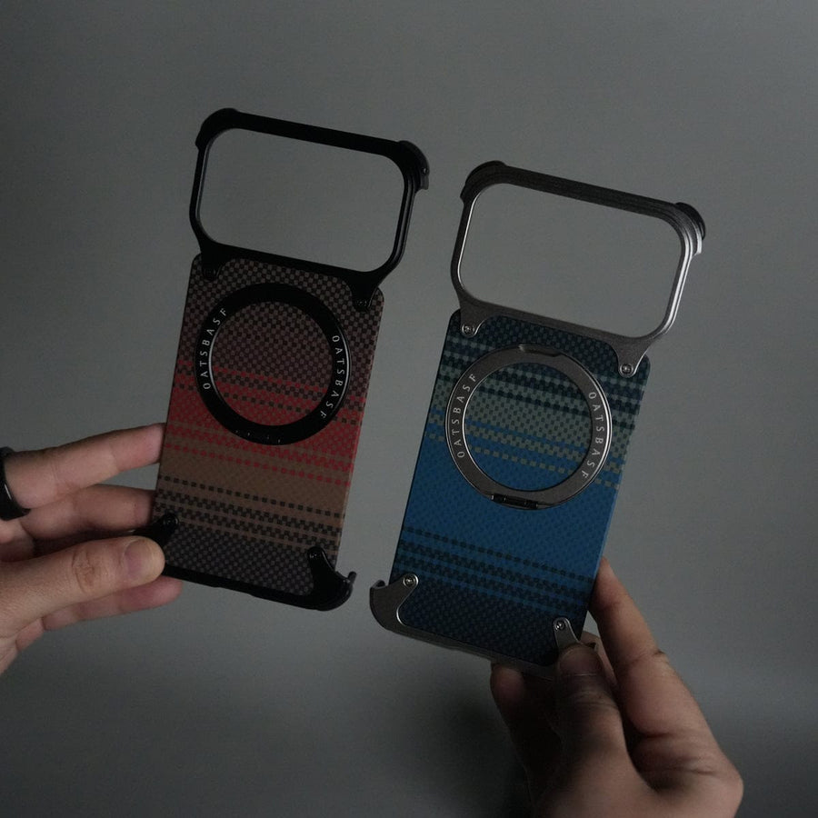 FRATO Aeroflex Metal iPhone 17 Series Kevlar Fiber Texture Frameless Metal Kickstand Case