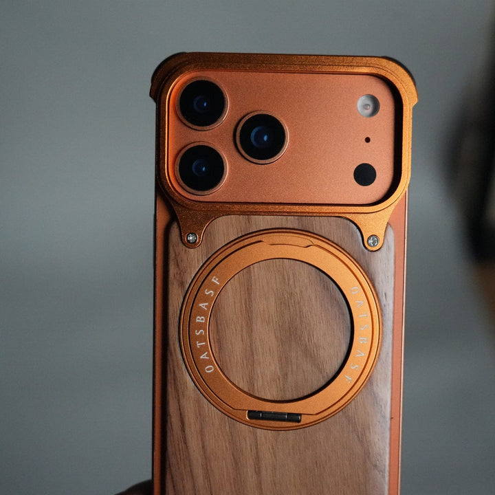 FRATO Aeroflex Metal iPhone 17 Series Luxury Wooden Back + Metal Bumper Magsafe Case (Premium Edition)