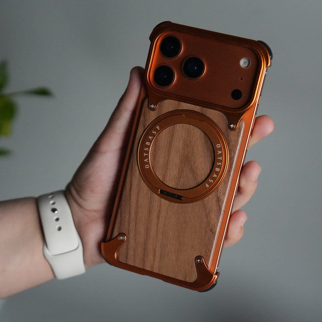 FRATO Aeroflex Metal iPhone 17 Series Luxury Wooden Back + Metal Bumper Magsafe Case (Premium Edition)