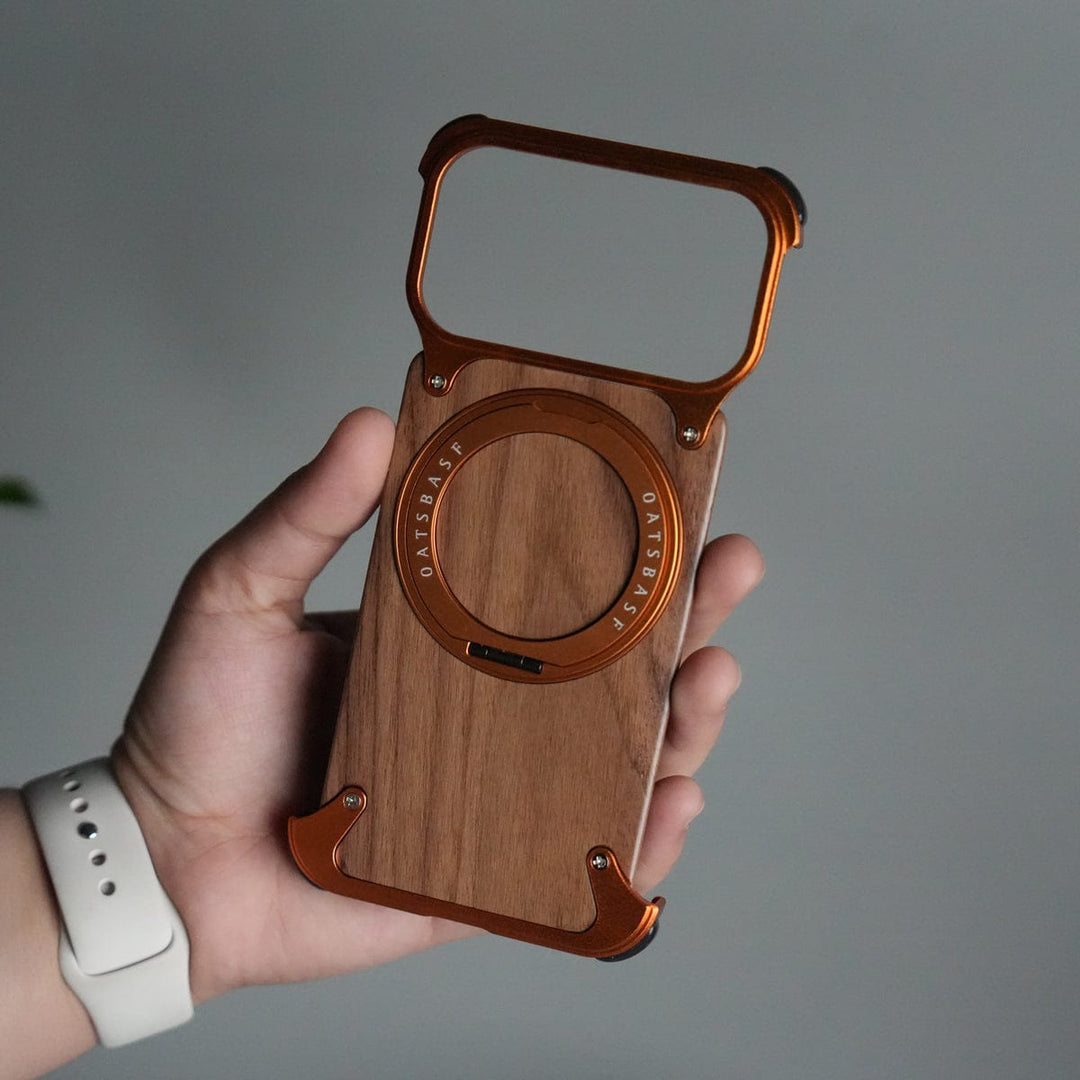 FRATO Aeroflex Metal iPhone 17 Series Luxury Wooden Back + Metal Bumper Magsafe Case (Premium Edition)