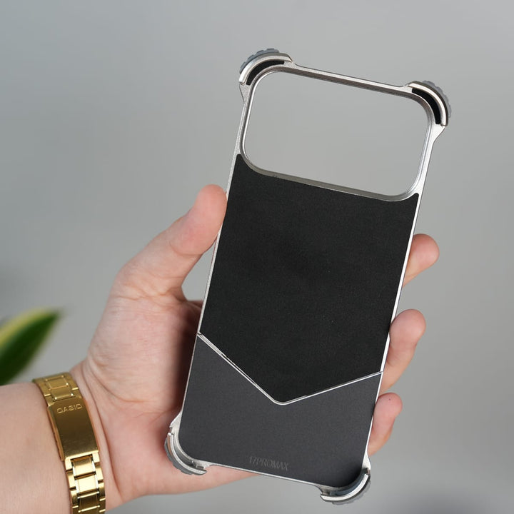 FRATO Aeroflex Metal iPhone 17 Series Premium Blue Carbon Design Aluminium Metal Snap On Rotating Stand case