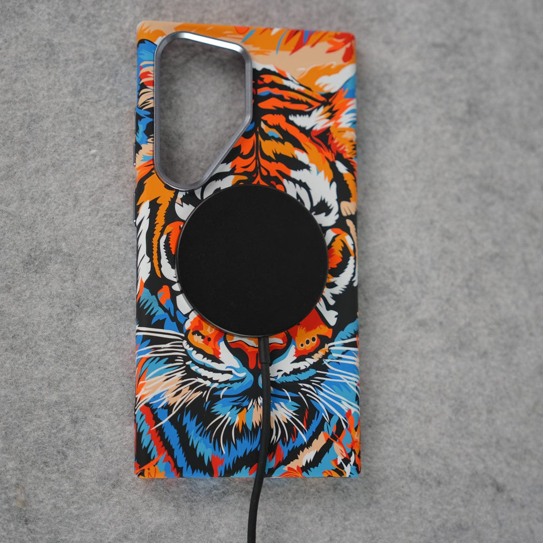 FRATO Aeroflex Metal Samsung Galaxy Ultra Series Carbon Fiber Texture Tiger Lion Design Hard Pc MagSafe Case Cover